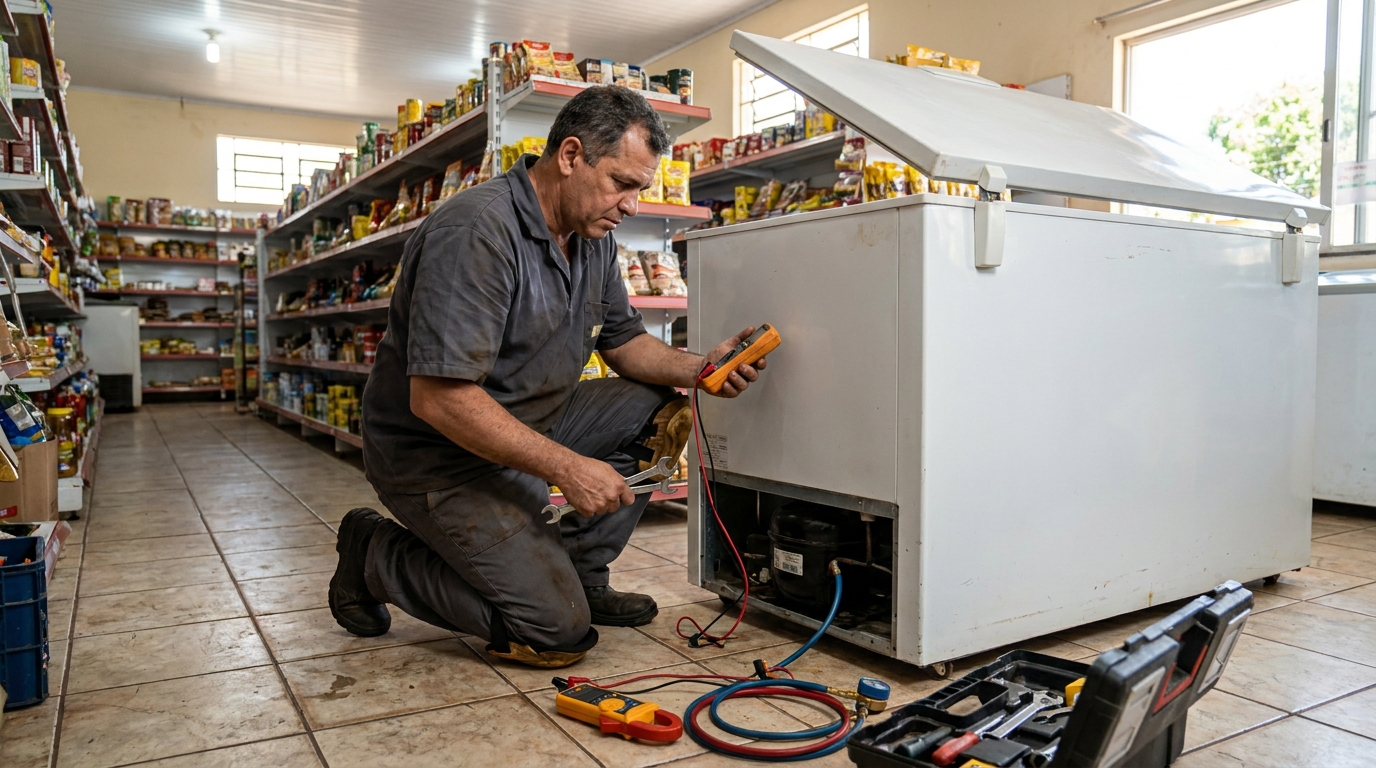 Troca de termostato de freezer em atendimento em São Luís‑MA